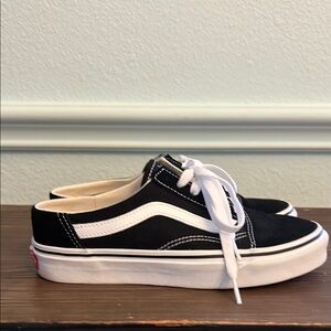 Women’s Vans Black and White Mule Sneakers